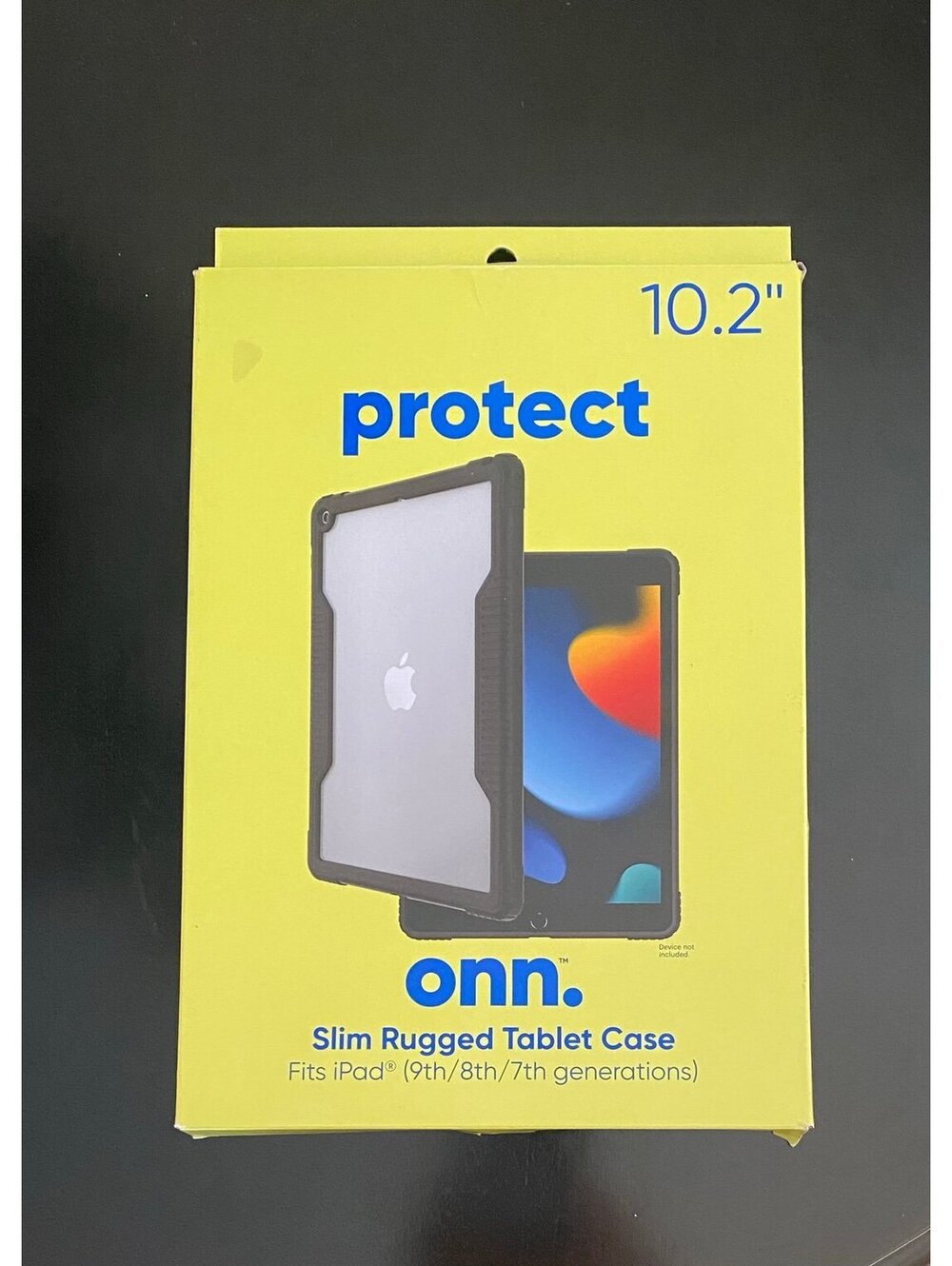 Onn Slim Rugged Case for iPad 10.2” (9th,8th,7th gen) Black/ Clear